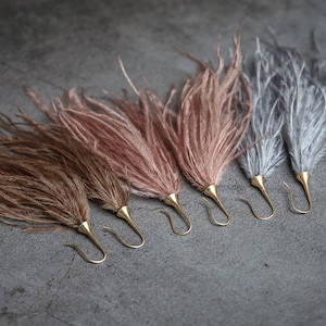 Boucles d'oreilles autruche, boucles d'oreilles longues légères, boucles d'oreilles pendantes à pampilles, été bohème, plumes naturelles,
