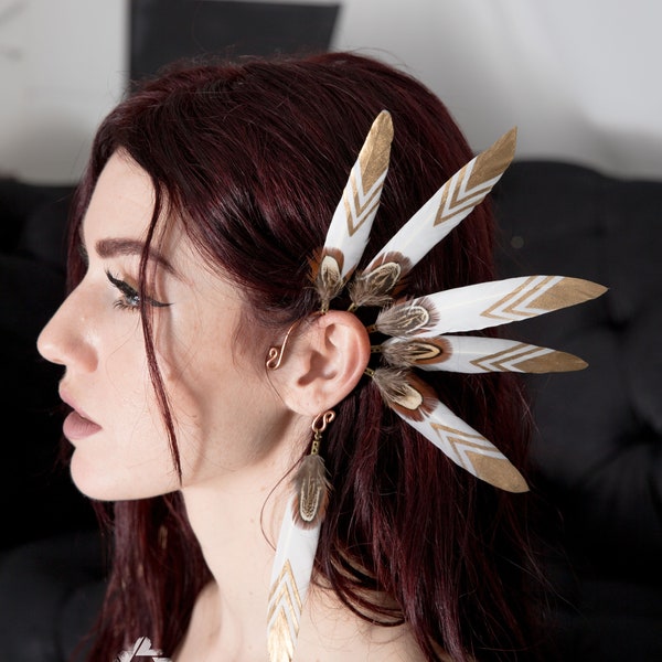 Choose your colour, Wedding head piece,  Bohemian bride jewelry, Bridal barrette hairpiece, gypsy bride tribe, white black red & gold