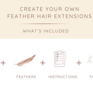 5 Feather Hair Extension DIY Kit, 7-18'' Natural stripped brown grizzly feathers, Hair enhancement additions festival accessory image 2