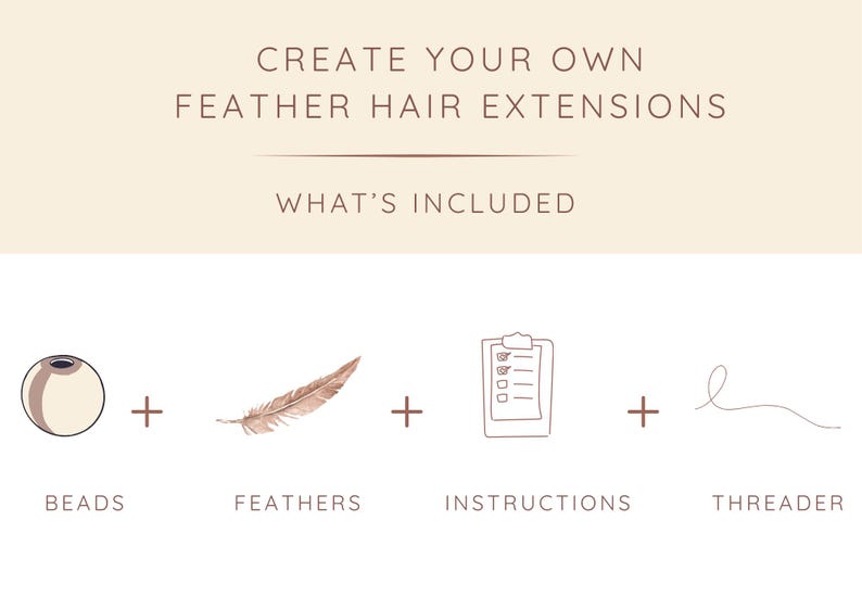5 Feather Hair Extension DIY Kit, 7-18'' Natural stripped brown grizzly feathers, Hair enhancement additions festival accessory image 2