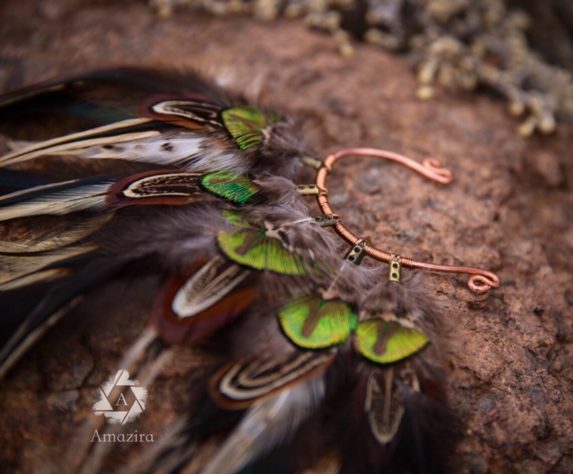 Tribal Feather Ear Cuff Festival Shamanic Cuff Earrings Etsy