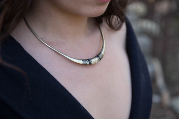 Bronze choker, Choker necklace, thin choker, delic