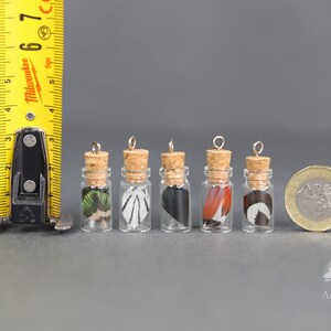 Small bottled feathers, 3cm glass corked ornament, unique feather pendant, DIY necklace earrings, Pheasant & Peacock crafters home decor Custom - message us