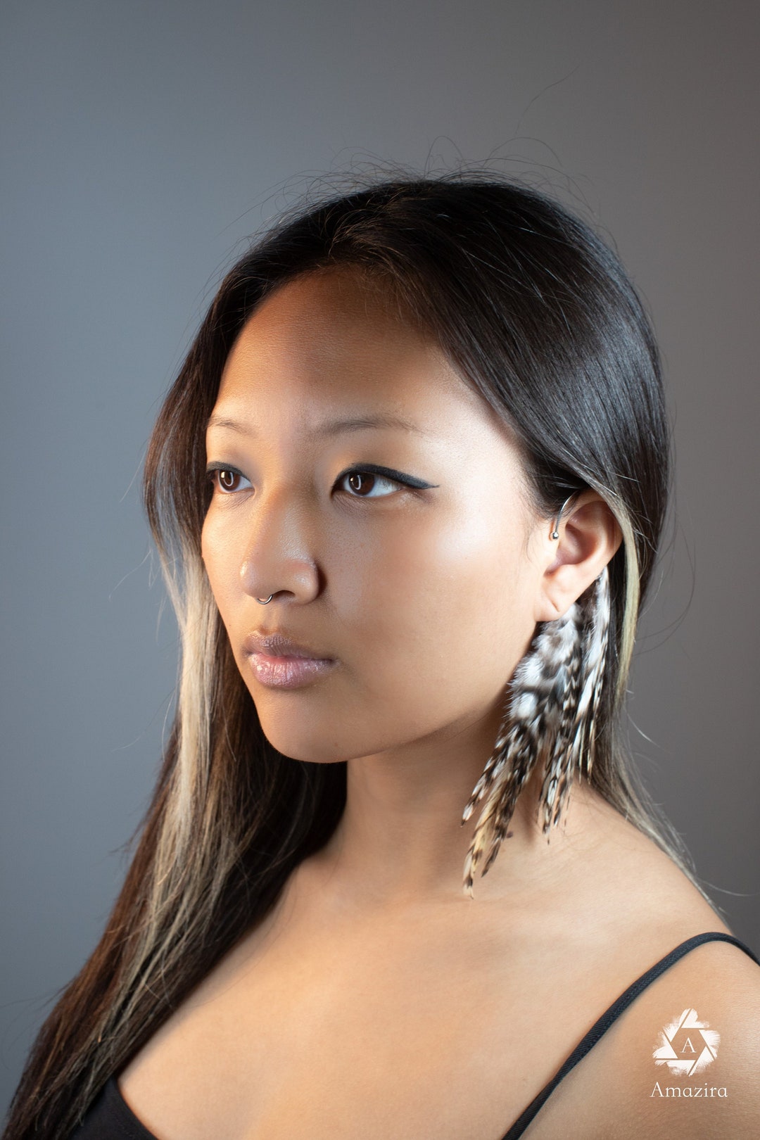 Feather Ear Wrap Lightweight Ear Cuff With Feathers Rustic Etsy