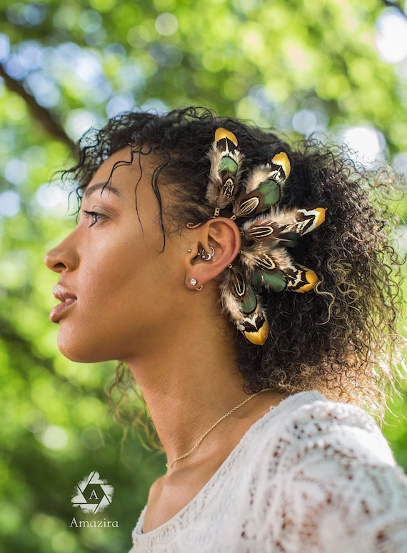 Feather Ear Wrap Boho Wedding Feather Earrings Feather Ear Cuff