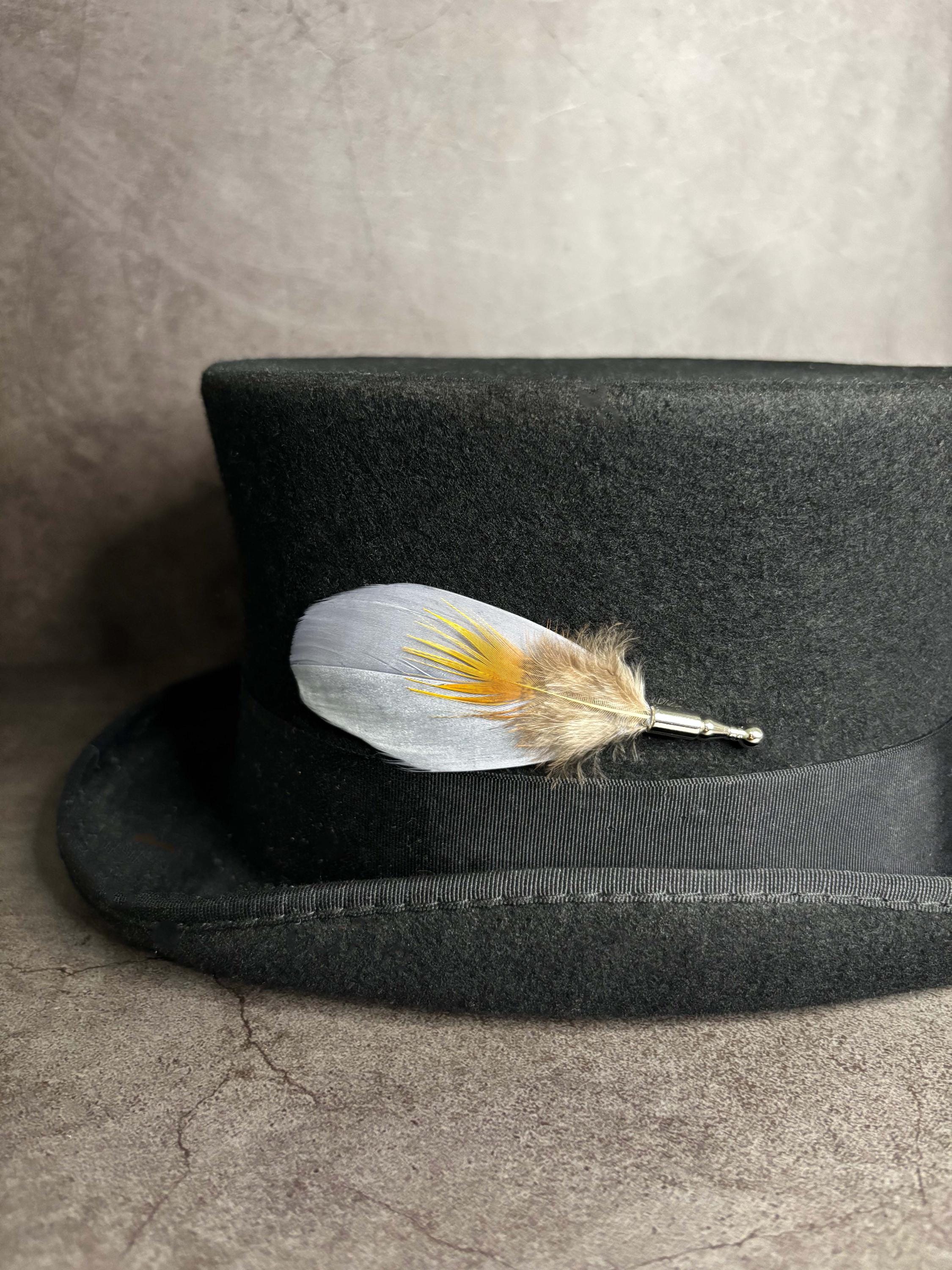 Vintage Feather Hat Pin and Brooch, Unique Trilby Accessory  display picture 2