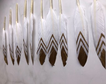 100 DEFECTIVE FEATHERS, Gold Hand-Painted feathers, 12 - 15cm, Silver painted, Red, black & white Goose Feathers, cosplay decorations