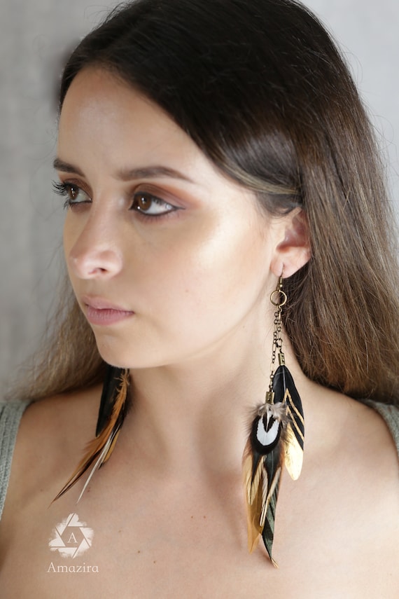 Hippie feather shop earrings