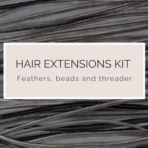 DIY Feather Hair Extension Kit, 20-25 cm / 9-11'' Dark black grey feathers, boho festival unique gothic emo halloween hair enhancement