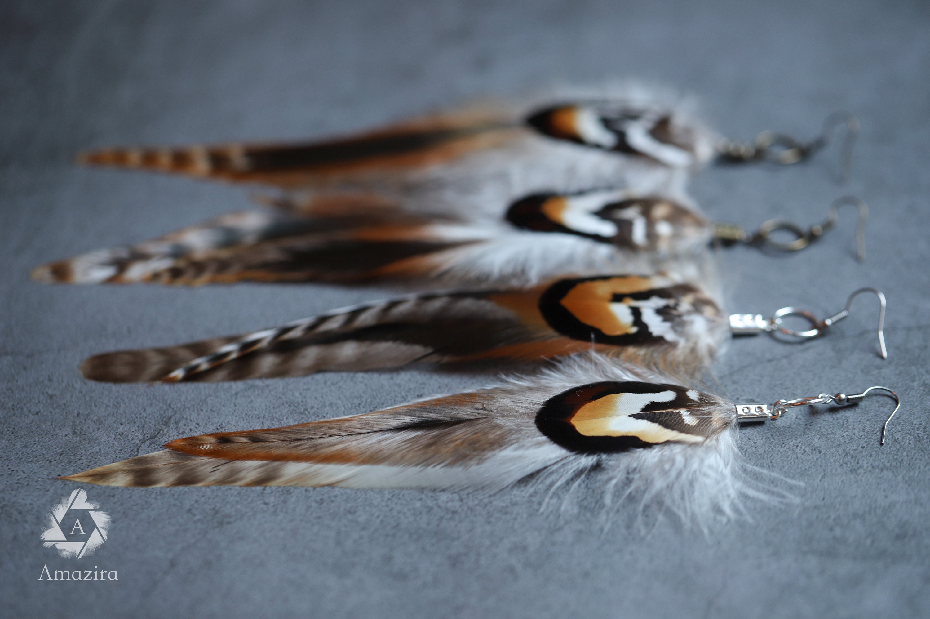 Extra Long Colorful Grizzly Feather Earrings Stunning Extra Long Grizzly Feather Earrings – Memphis Grand® main image 2