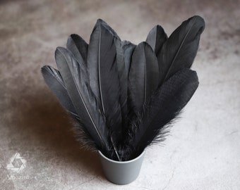 Large black feathers,  FREE SHIPPING available, 6 - 7 inches, black feathers for crafts, room dreamcatcher decor, headpiece, cosplay, smudge