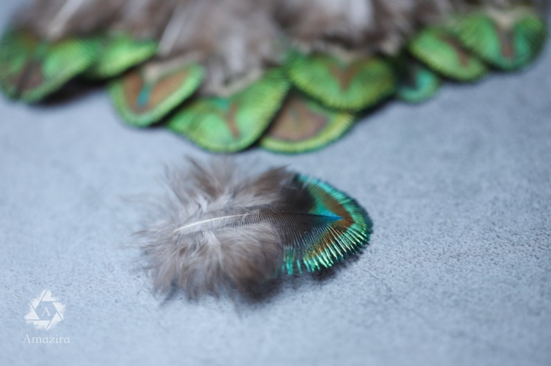 Mini plumes de paon 1 à 5 pouces, 2 à 7 cm, LIVRAISON GRATUITE disponible, couleur naturelle, plumes décoratives en vrac vert irisé, or et marron image 4