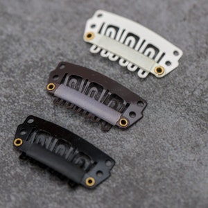 Hair extension clips, 3 cm - 1 inch, small metal hair supply tool, brown black white DIY findings, hair making craft comb clip, hair claw