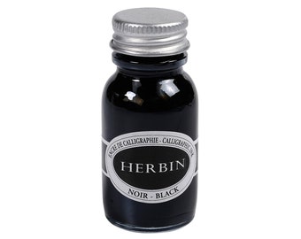 Herbin Calligraphy Ink for Dip Pens, Reed Pens, Brushes and Nib Pens, For Modern Calligraphy & Brush Lettering, 15ml Ink Bottle Black