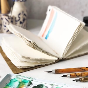 Artist Gifts, Watercolor Sketchbook With Handmade Cotton Rag Paper, Personalized With Optional Monogram, Choose Colours & Size