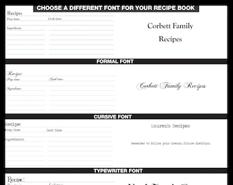 Change Recipe Book Font For Your Recipe Journal Pages