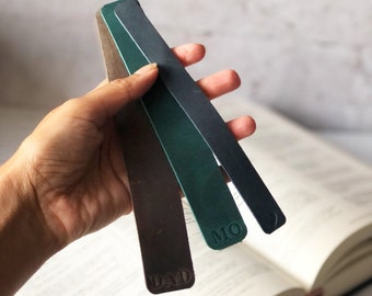Leather Bookmark Stocking Stuffer, Custom Bookmark Personalised Gifts For Readers, Made In Your Colour With Custom Stamped Words, Large Font