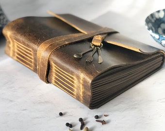 Blank Recipe Book, Cookbook, Foodie gift, personalized recipe journal for chef, leather recipe book, Christmas Gifts From Daughter