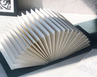 Envelope Pages Memory Book, 30th, 70th, 80th Birthday Gift, Retirement Gifts For Women, Personalized With Embossed Words, Choose Size & Col