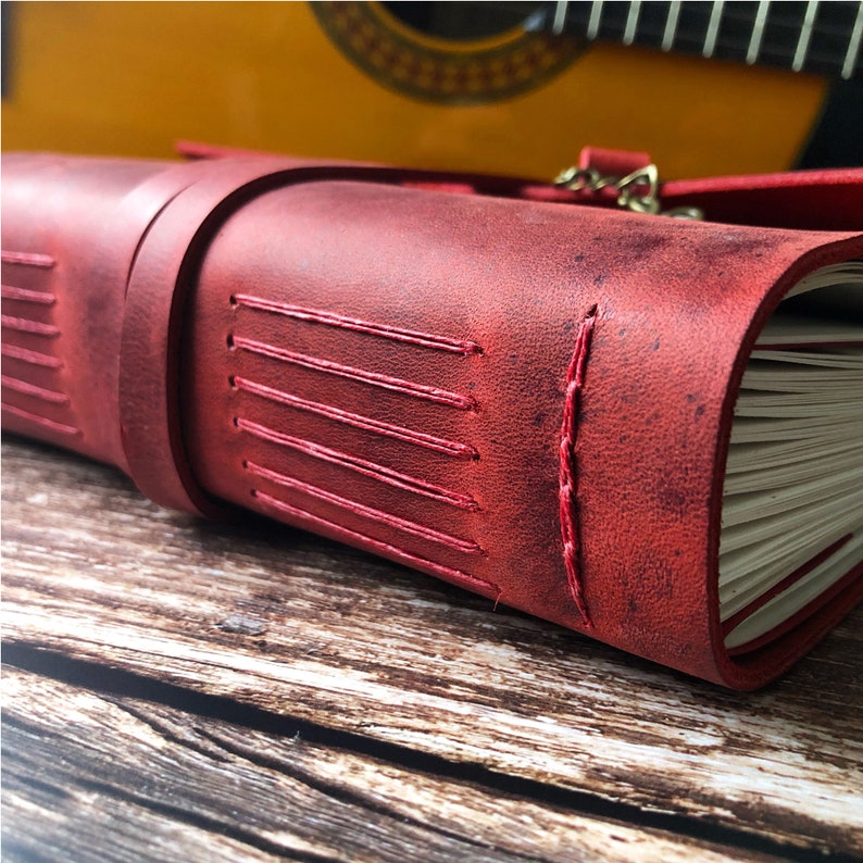 Music Gift, Leather music journal, musician gift, music composition book, songwriting book, composer gift, music teacher gift, Custom Colour image 3