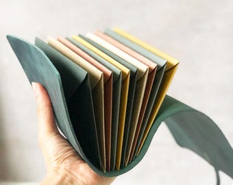 Leather Memory Book with Envelope pages, Choose Colours & Size