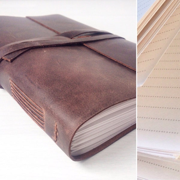 Lined Journal, Writing Journal, Leather Journal Lined Paper, Lined Notebook, A5, Monogram Optional, Gift For Him, Gift For Her, Choose Cols