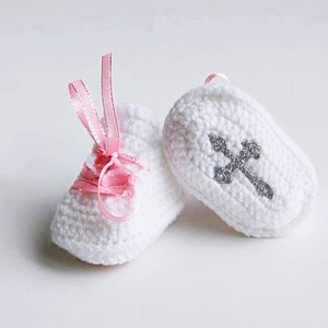 Monogram Name Christening baby booties, Baptism newborn girl crochet booties, knitted baby clothes