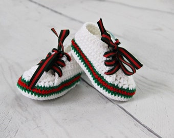 Crochet baby booties, Handmade baby sneakers