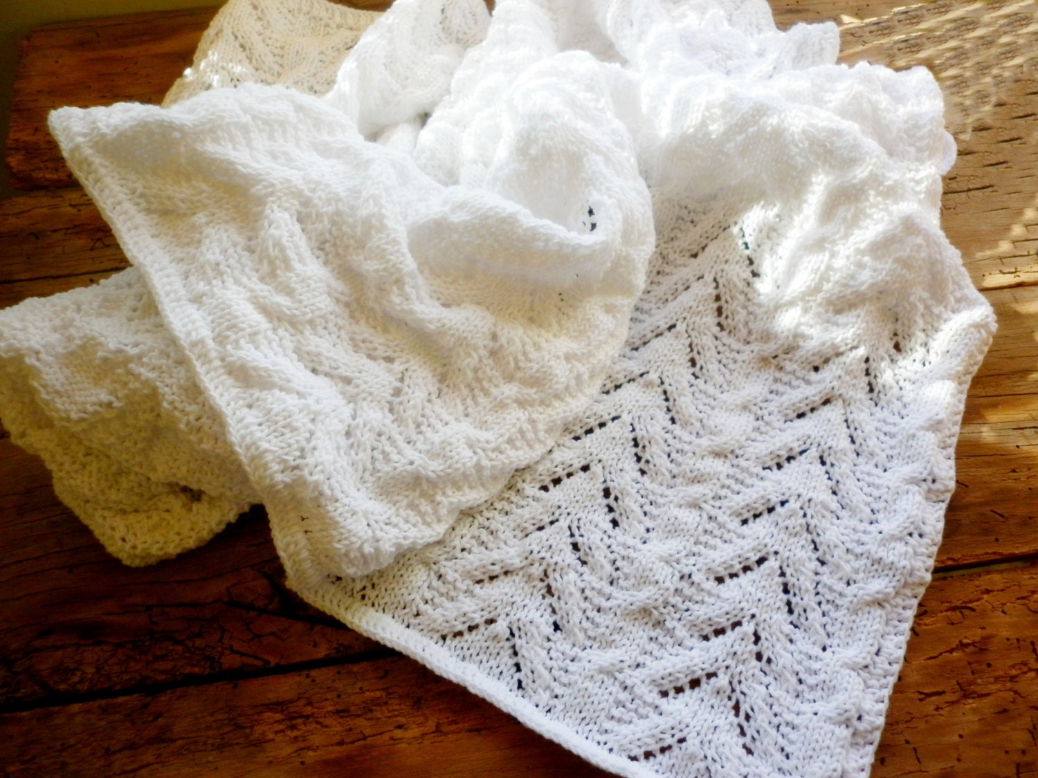 Hand Knitted White Baby Blanket Soft Cotton Blanket Newborn - Etsy