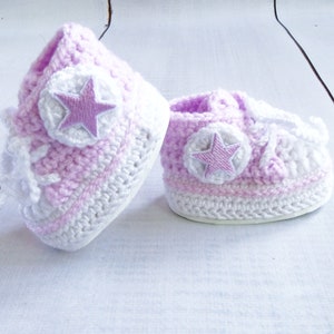 Crocheted Baby sneakers, Crocheted Newborn sports shoes, baby blue booties, knitted baby clothes, walking shoes, newborn booties image 1