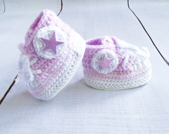 Crocheted Baby sneakers, Crocheted Newborn sports shoes, baby blue booties, knitted baby clothes, walking shoes, newborn booties
