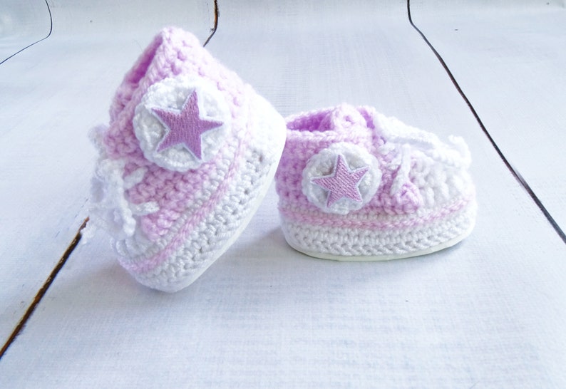 Crocheted Baby sneakers, Crocheted Newborn sports shoes, baby blue booties, knitted baby clothes, walking shoes, newborn booties image 1