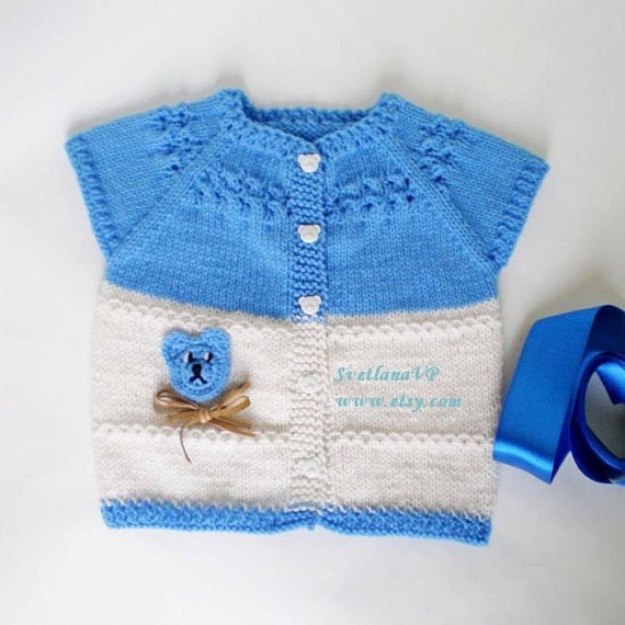 Newborn Boy Blue White Baby Hand Knitted Vest Cute Baby | Etsy