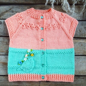 Hand knitted baby vest, Baby Boutique Vest, baby girl clothes, unique baby clothes, baby knitted clothes , baby cardigan