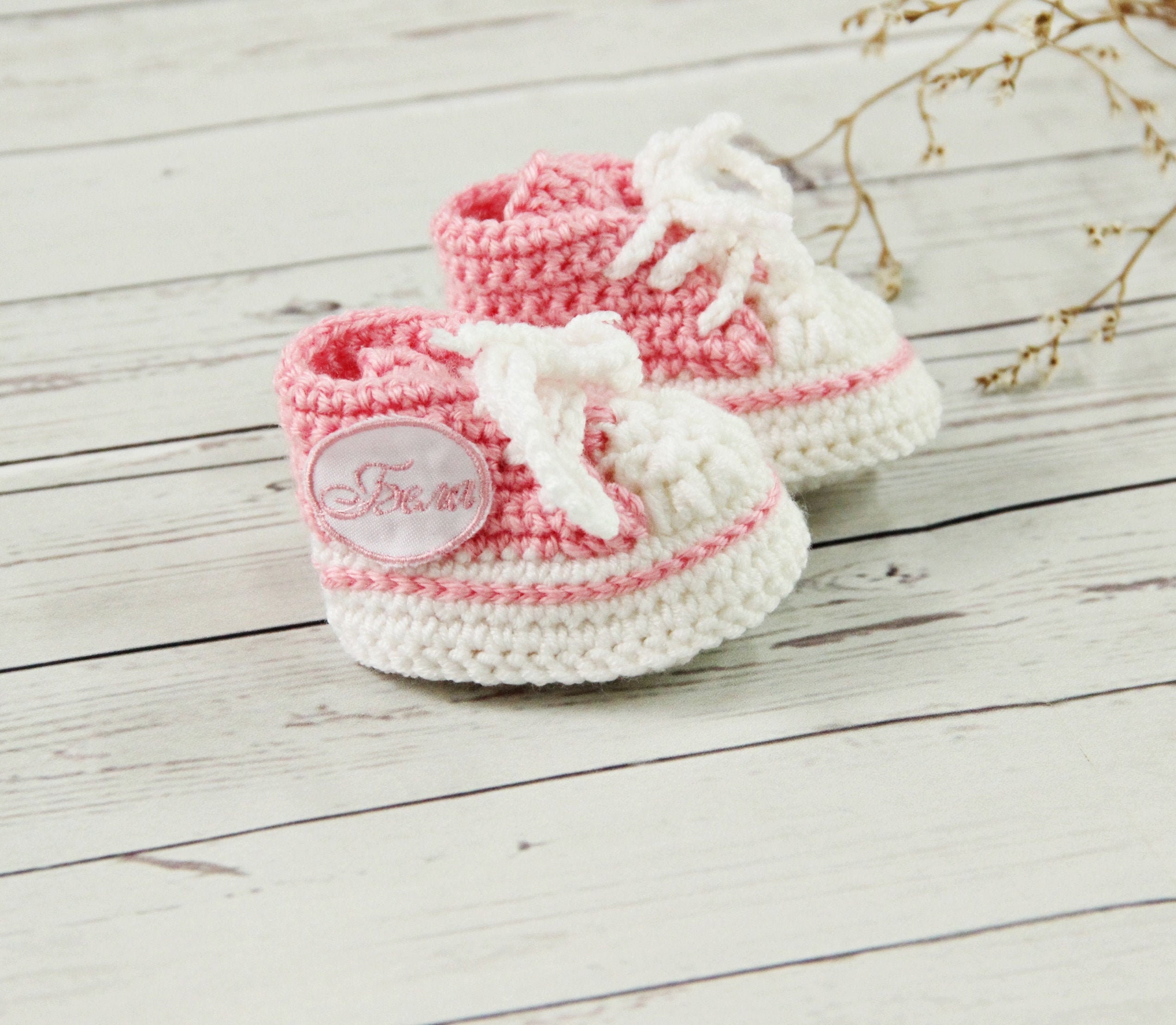Personalized Newborn Baby Name Sneakers Monogram Unisex Baby