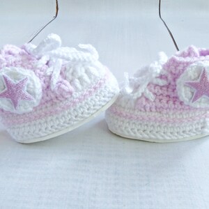 Crocheted Baby sneakers, Crocheted Newborn sports shoes, baby blue booties, knitted baby clothes, walking shoes, newborn booties image 2