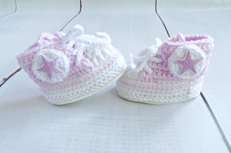 Crocheted Baby sneakers, Crocheted Newborn sports shoes, baby blue booties, knitted baby clothes, walking shoes, newborn booties image 2