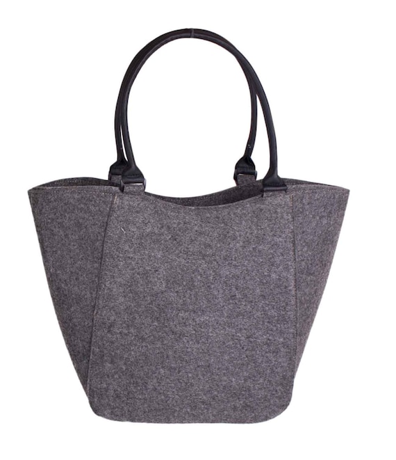 grey felt handbag