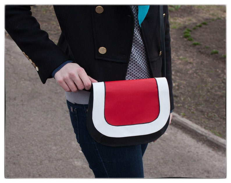 Red White Black Crossbody bag Small purse Cross body purse | Etsy