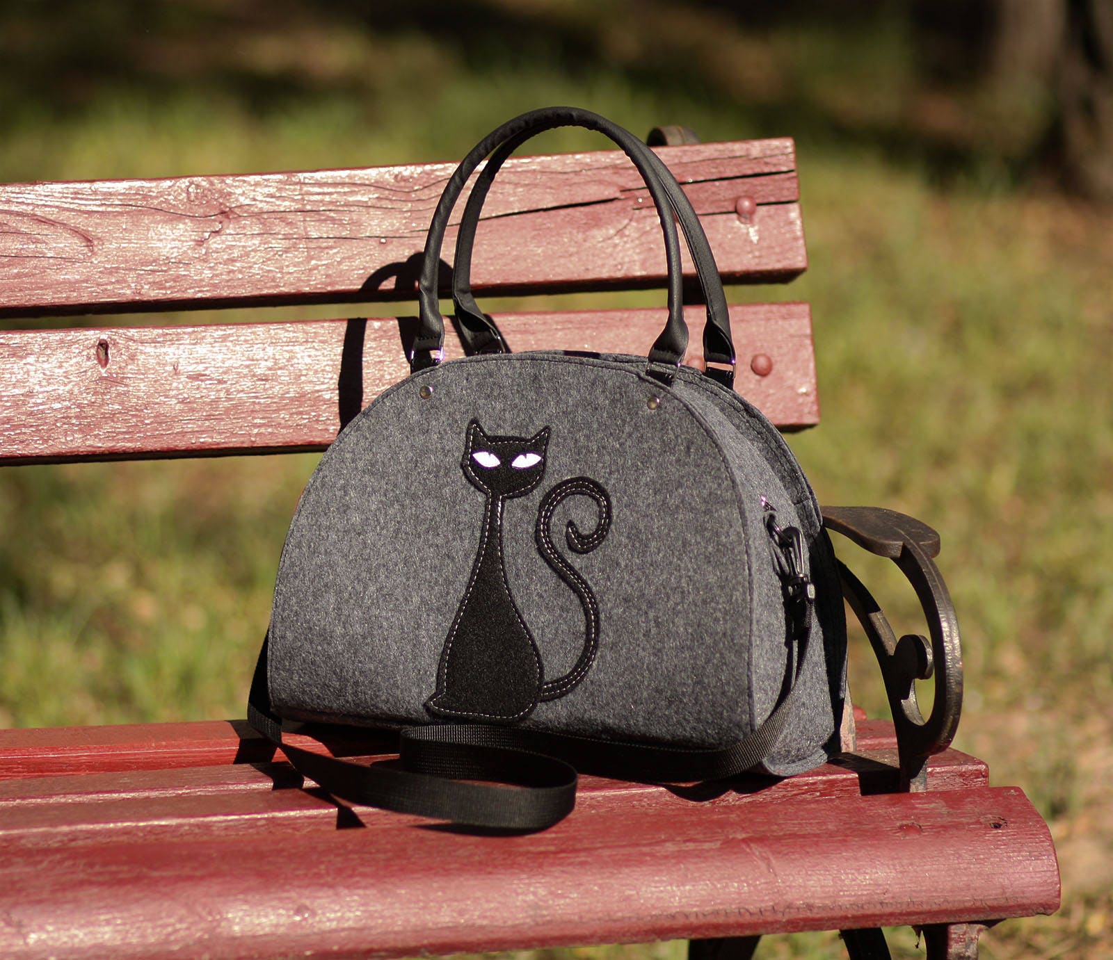 Felt cat purse Shoulder bag Felt bag Women's purse Cat bag Etsy