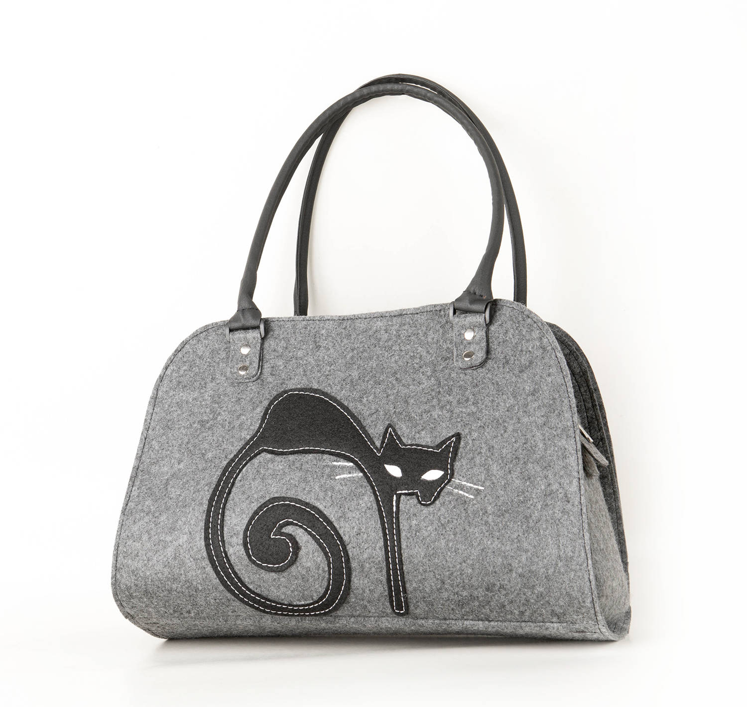 Black cat bag Black cat purse Felt bag Cat handbag Playful cat Etsy