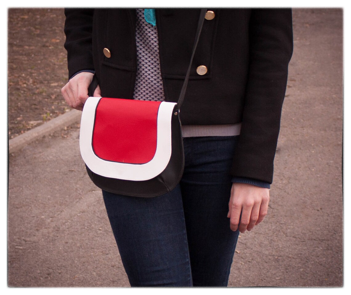 Red White Black Crossbody bag Small purse Cross body purse Etsy