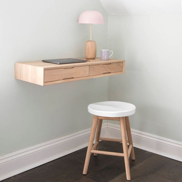 Floating Oak Desk | Work from home | Home Office Desk | Small Minimal Desk
