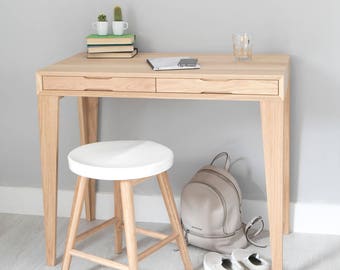 Oak Desk For Bloggers | Working From Home | Home Office Desk | Small Minimalist Desk