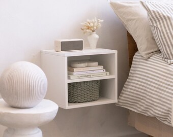 Floating bedside table Simple white | White floating nightstand