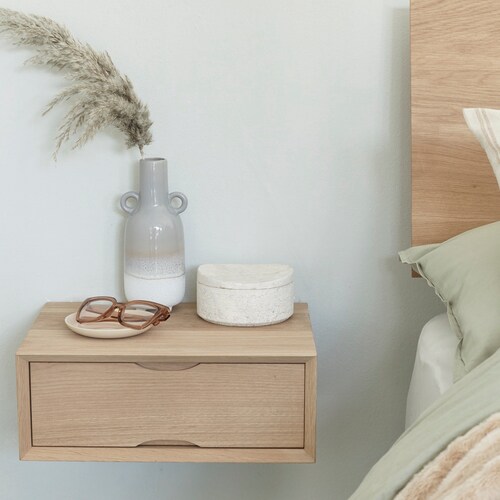 Oak Floating Bedside Table Etsy