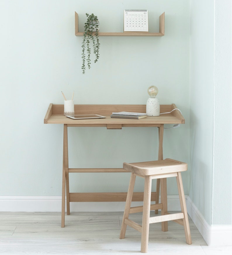 Folding Oak Desk Work From Home Desk Etsy