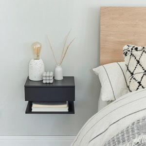 floating bedside table black