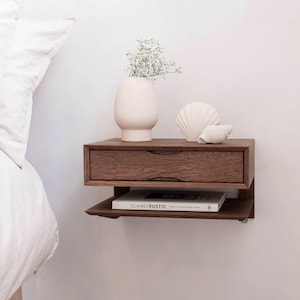 Floating Bedside Table - Dark Oak