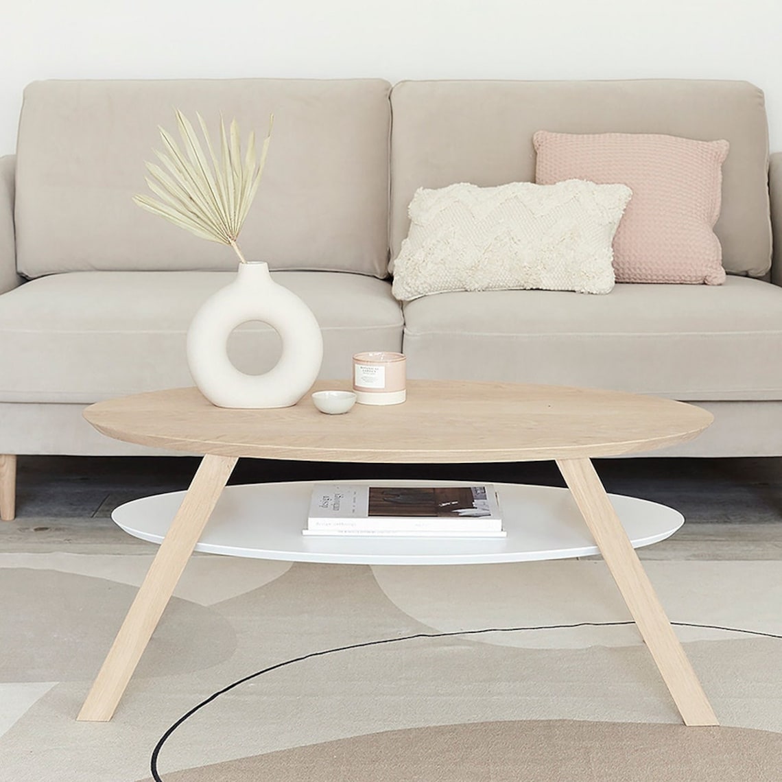 Oak Oval Coffee Table Small Coffee Table Apartment Coffee - Etsy UK